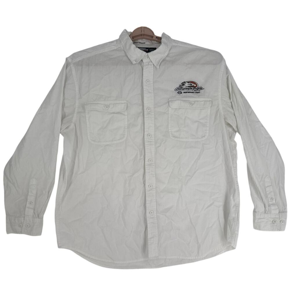 Harley Davidson Racing long sleeve white button shirt size 2XL